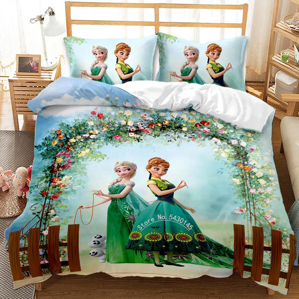Baby Crib Bedding Set Disney Girls Frozen Elsa Anna Bedding Set Double Queen King Size Duvet Cover Single Twin Children Gift