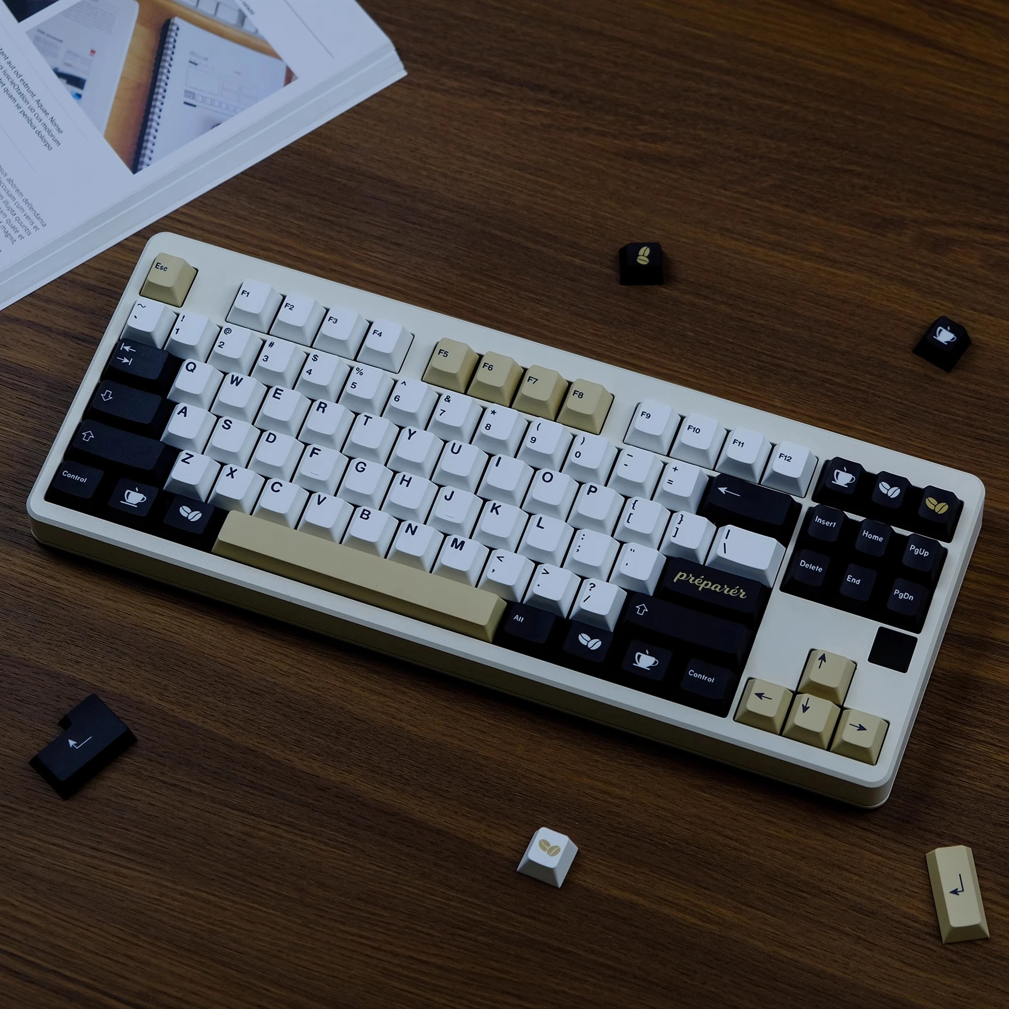 Gmk Cafe Keycaps Pbt Dye Sublimation Cherry Profile Key Caps 1.75u 2u Shift para mx Switch Teclados Personalizados Conjunto - Imagem 3