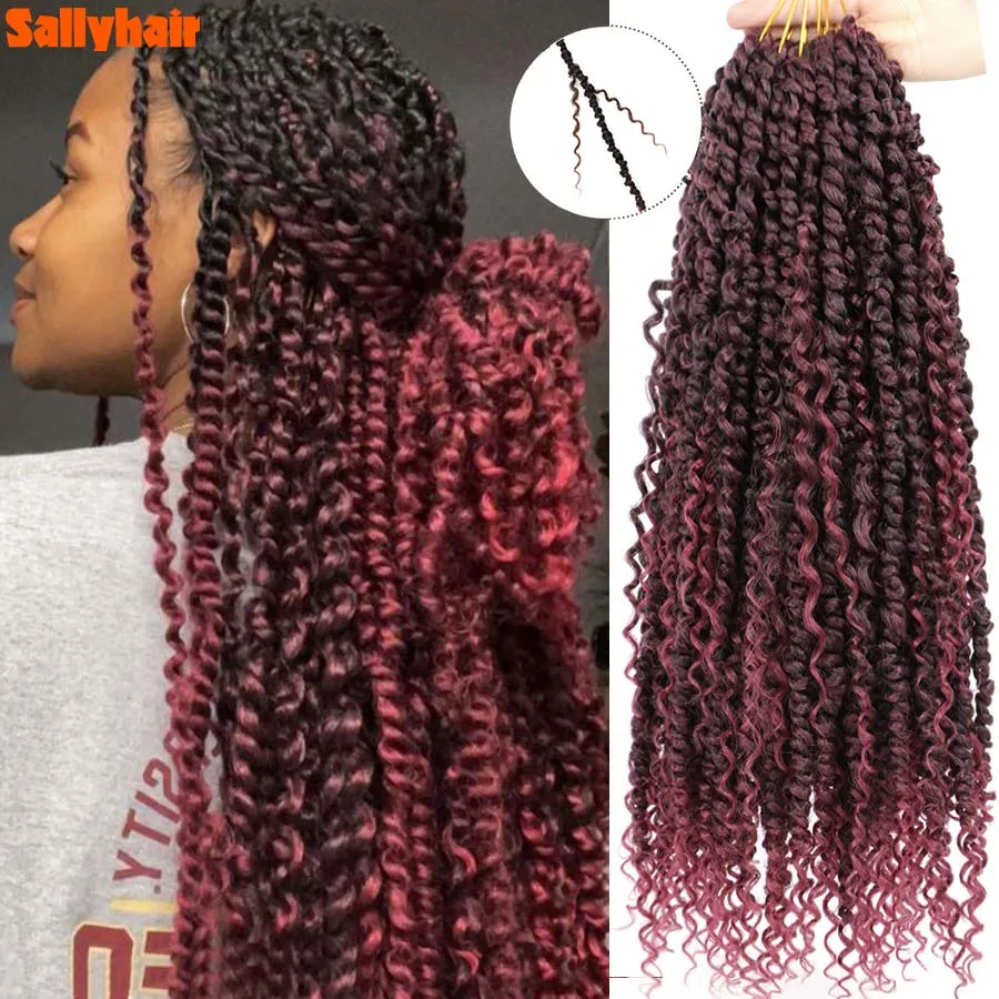 Afro Passion Water Wave Crochet Trecce 24 Pollici Sintetico Boho Wavy Bomb Pre-Twisted Up Crochet Hair Extensions Sallyhair