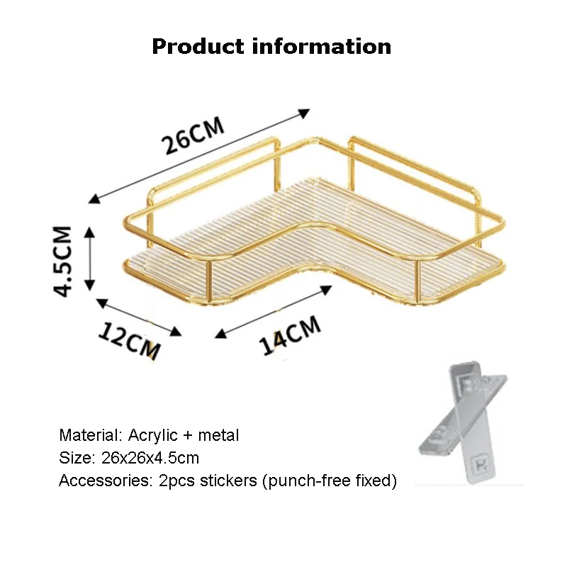 Luxury Acrylic Bathroom Shelf without Drilling Corner Shelf For Shower Kitchen Toilet Skincare Organizer Bathroom Accessories 6