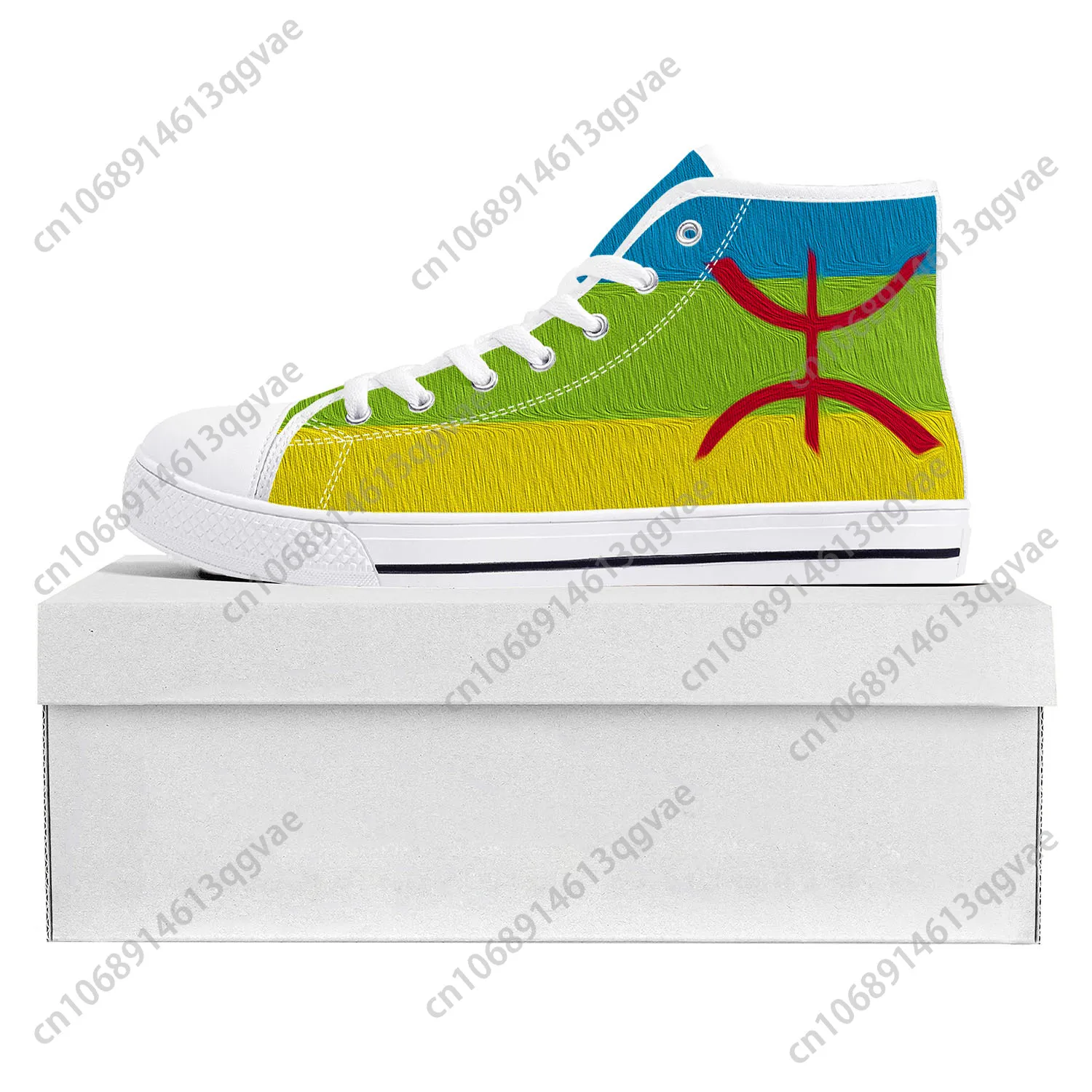 Berber Flag Pop High Top High Quality Sneakers Mens Womens Teenager Canvas Sneaker Berber Casual Couple Shoes Custom Shoe White