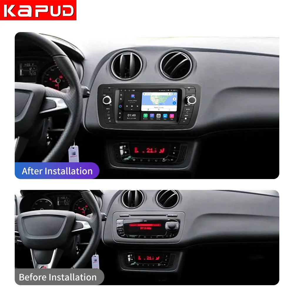 Kapud 자동차 멀티미디어 네비게이션 라디오 플레이어 화면, 이비자 6j 2009 2010 2011 2012 카플레이, 자동 SWC 4G DSP, 안드로이드 12