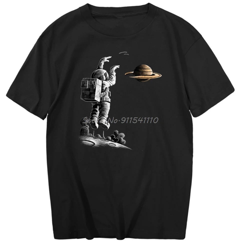 Astronaut Spielen Basketball In Raum T-Shirt Männer Sommer Casual Männer Kleidung Retro Kurzarm T Shirts Muster Hip Hop Tops