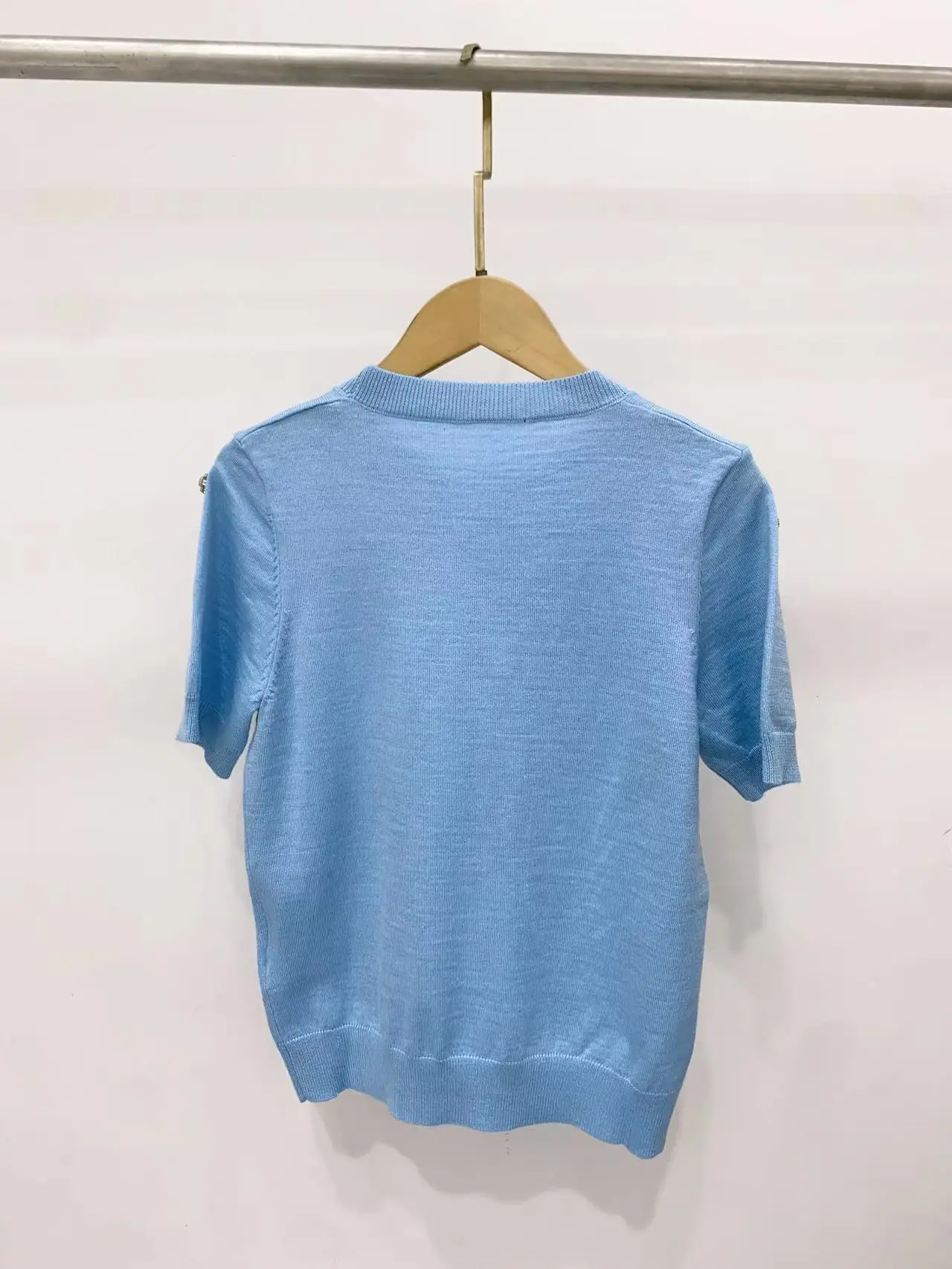 women-tees-solid-casual-all-match-2024-summer-new-o-neck-short-sleeve-knitted-tops