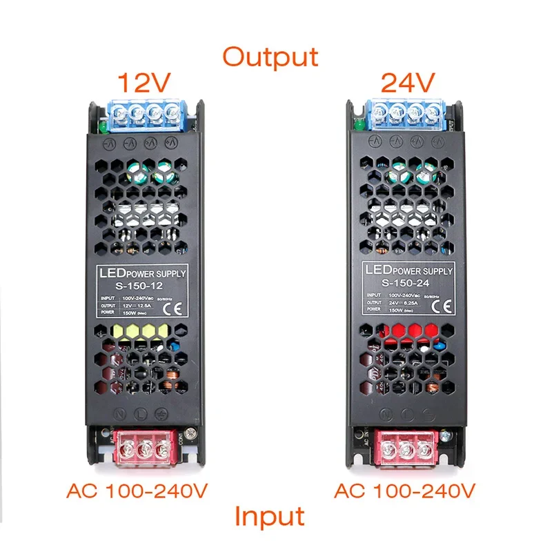 LED 스트립용 초박형 드라이버 정전압 전원 공급 장치 DC 12V / 24V 조명 변압기 60W 100W 150W 200W 300W 400W