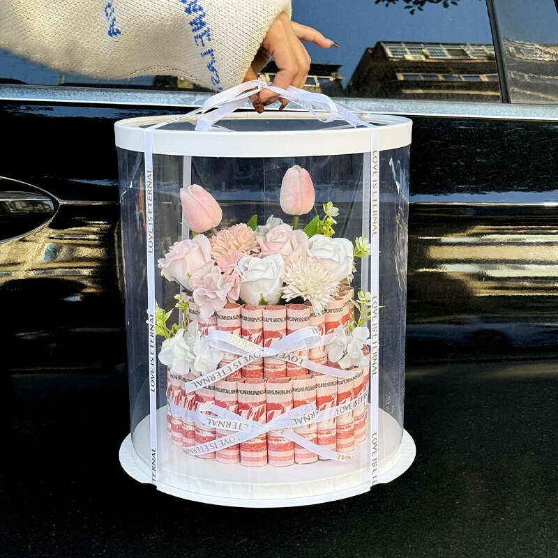 2pcs Round Birthday Cake Packaging Box, Transparent Gift Wrapping Container for Layered... - SKU RCPB1750 - UGI Packaging