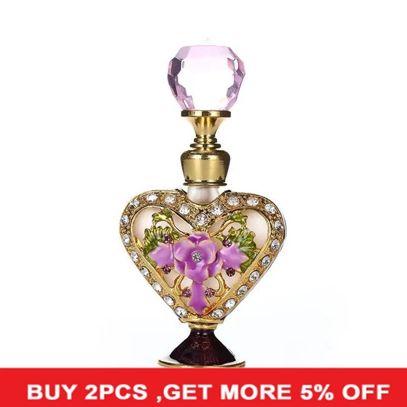 

Vintage Purple Flower Perfume Bottles Empty Decorative Refillable Crystal Glass Perfume Bottle