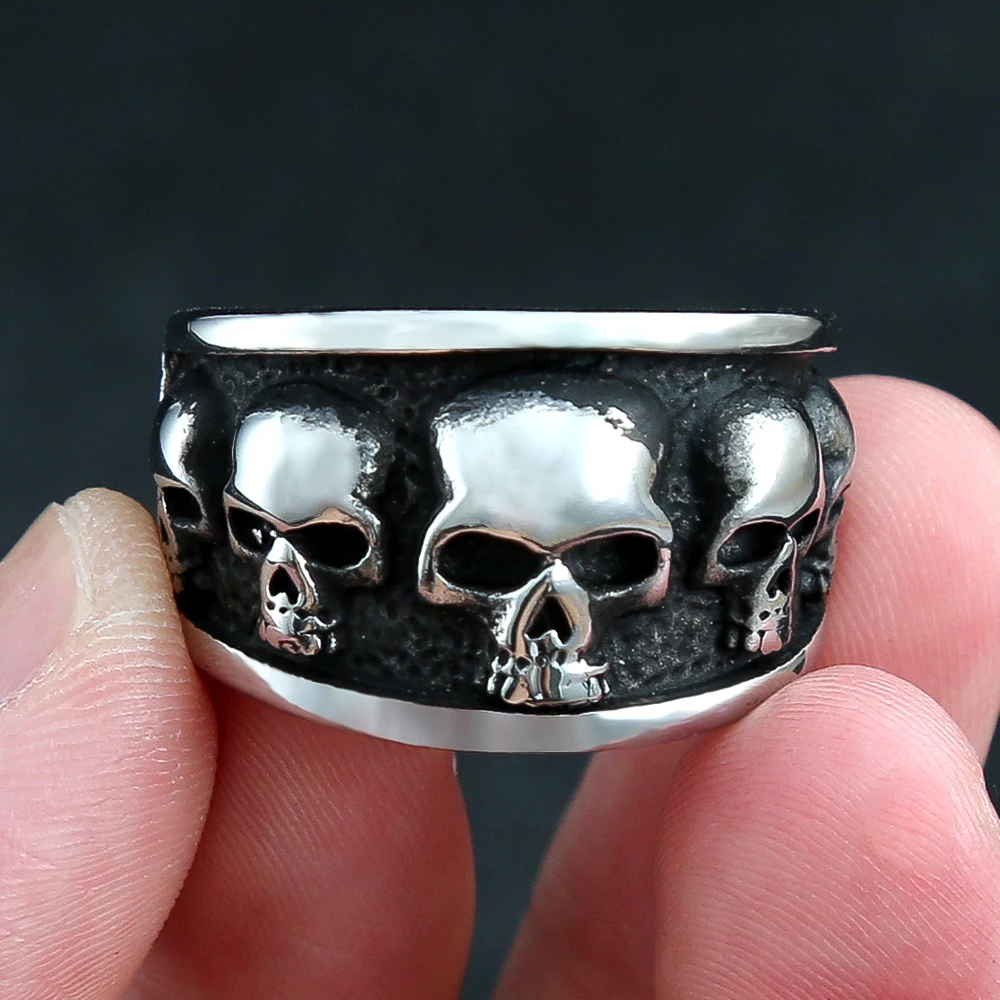 Anello motore moto uomo punk cool per uomo ragazzo gotico in acciaio inossidabile 316L anello teschio motociclista regalo gioielli di moda all'ingrosso  36