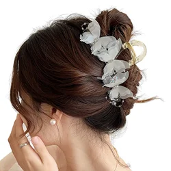 Elegant Butterfly Silk Flower Hair Claw Clip (WHITE)
