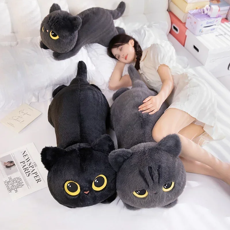 Kawaii Black Cat Plush Toy Doll 50cm For Boy Girl Brithday Gifts Big Cuddly Pillow Cushion