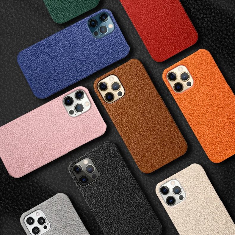 Luxury 3D Lychee Pattern Hard Leather Phone Case Cover