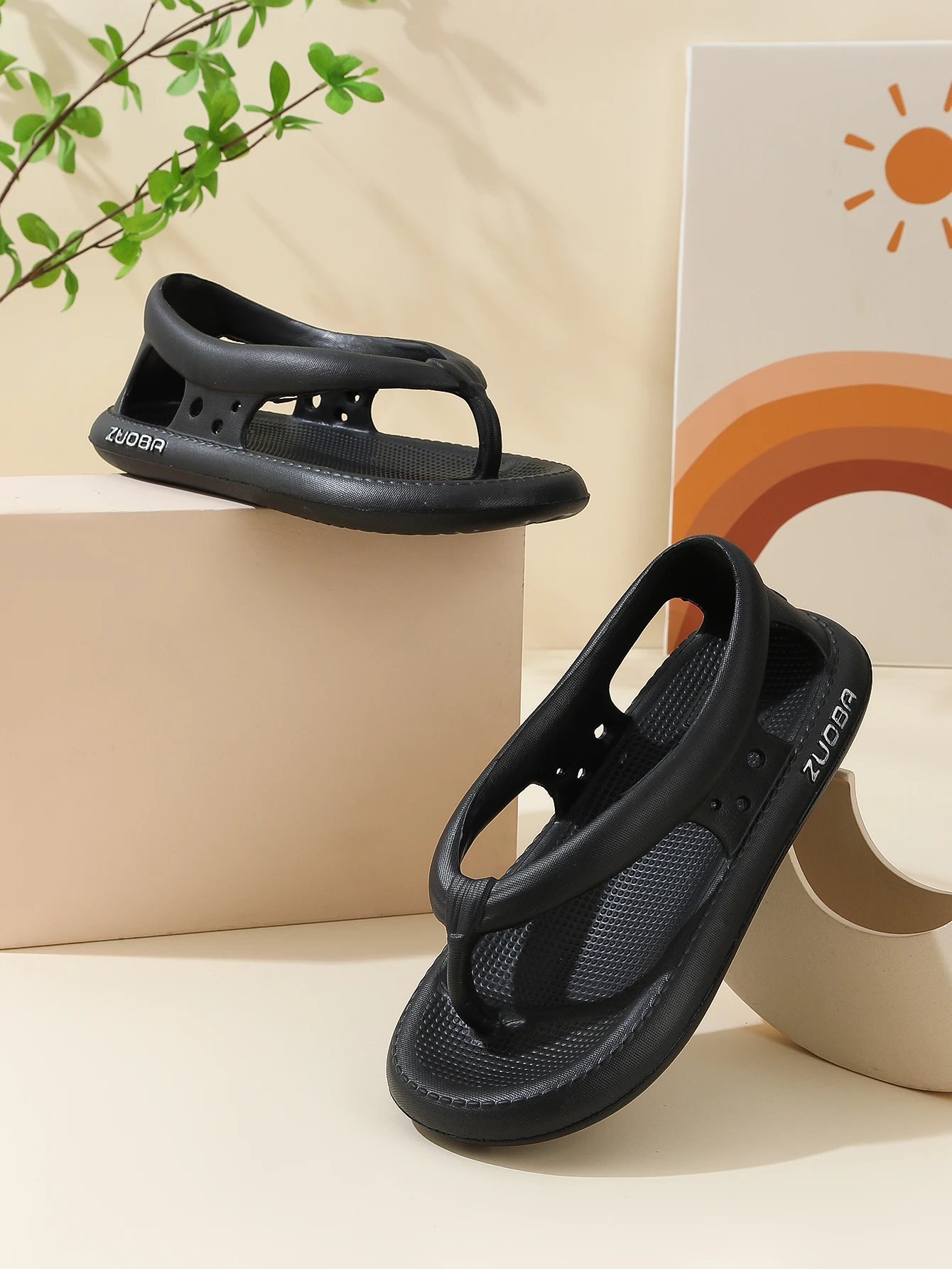 Flip-flops with heel for men and women in summer, non-slip, durable and wear-resistant, flip-flops with heel, thickened slippers - 3