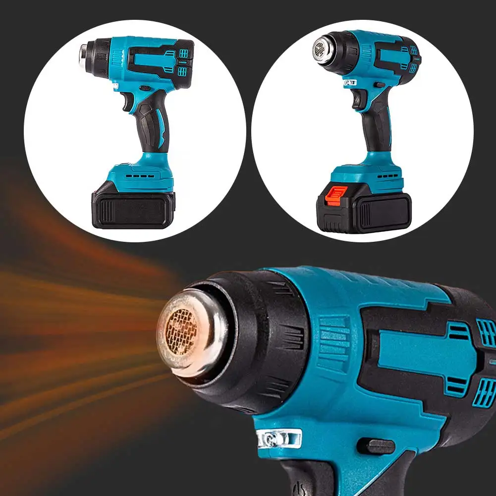 Cordless Hot Air Gun Handheld Electric Heat Gun with 3 Nozzle Household Shrink Wrapping Tool Rechargeable for 18V Makita Battery 4