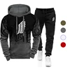 New Men's Tracksuit Two Pieces Sets Hoodies Men Casual Cotton Autumn Winter Warm Hooded Sweatshirts+Pants Fashion Male Suit 3