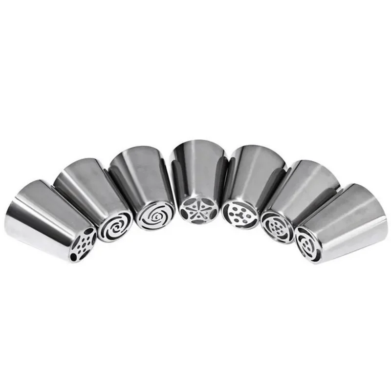 Pastry Nozzles 7pcs Russian For Cream Icing Piping Cake Decoration Tips Leaf Tulip Rose
