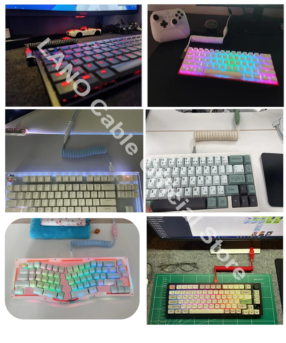 LANO USB A to Type C for Mechanical Gaming Keyboard Double Sleeved Wire with GX16 Detachable Aviator Coiled Power Cable 21 Sa0d3530a71bc424a9a75e33a42be83b1O