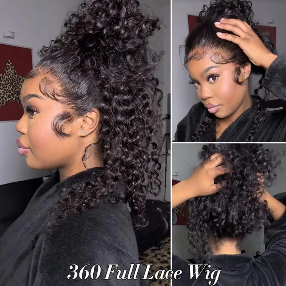 360 Full Lace Wig Deep Wave Hd Lace Frontal Wig Pre Plucked Brazilian Curly Human Hair Wigs 250 Density 40 Inch Lace Front Wigs