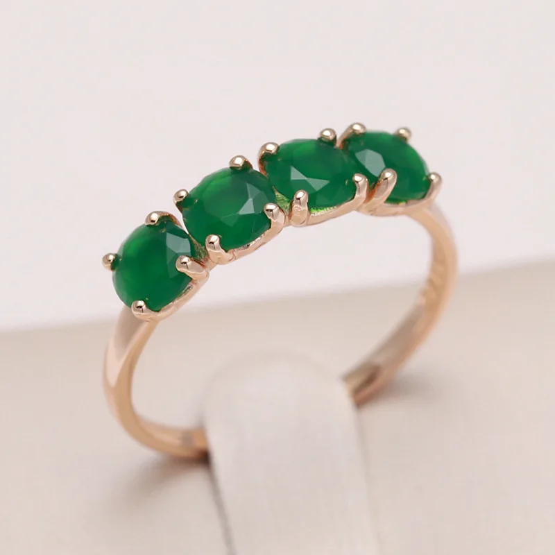 100% 18K rose Gold Ring for Women Natural emerald gemstone Jewelry Anillos De Bizuteria Anillos Mujer Gemstone gold Rings Box 2