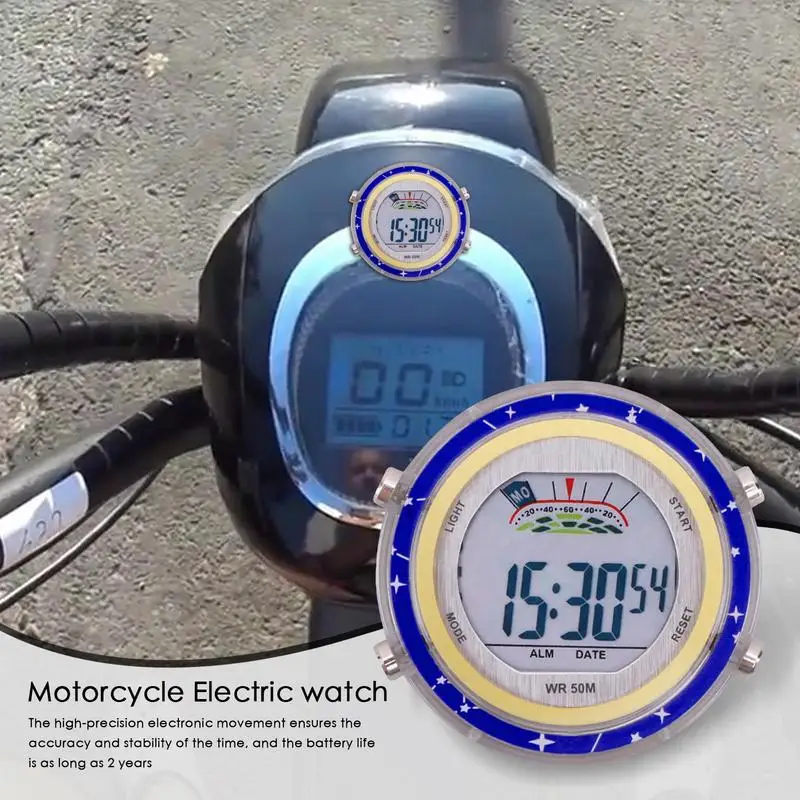 

Mini Motorcycle Handlebar Watch Stick-On Bicycle Clock Glowing Dial Motorbike Mount Watch Digital Clocks Auto Dashboard Clock