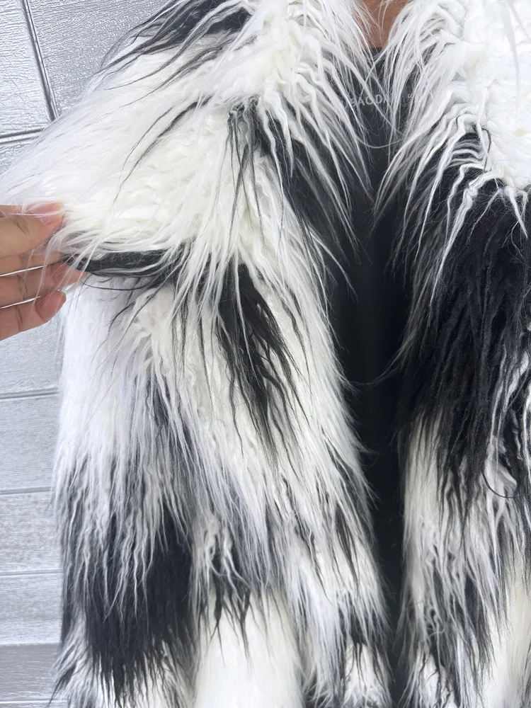 Long Colourful Faux Fur Winter Coat 17