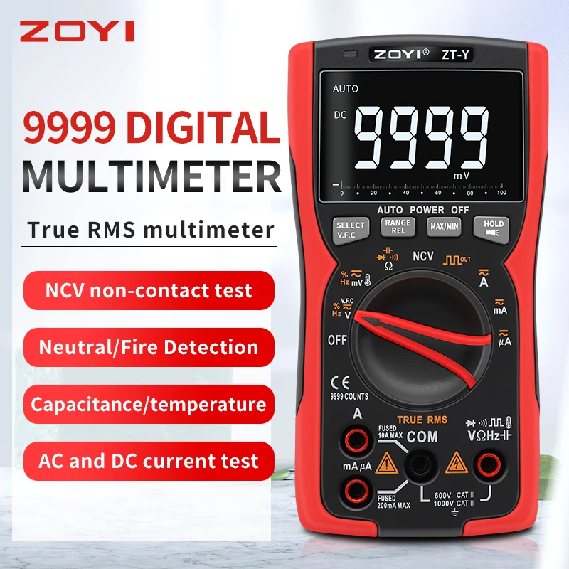 ZOYIProfessionalDigitalMultimeterTrueRMS99993LineDisplay