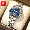 OLEVS 6608 Automatic Mechanical Watch For Women Deep Waterproof Luminous Moon Phase Hand Clock Original Luxury Women's Watches 1