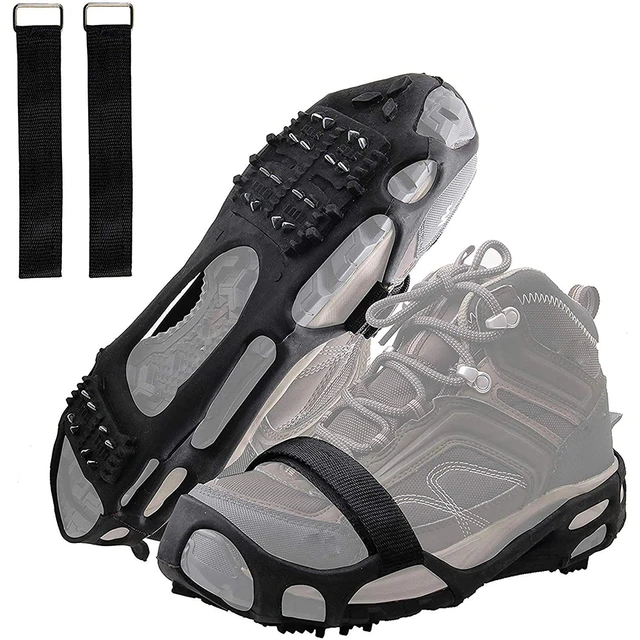 Ice Snow Cleats for Shoes and Boots,Walk Traction Cleats Crampons for Men  Women Walking on Ice and Snow Anti Slip 24 Teeths Shoes Ice Traction Cleats  