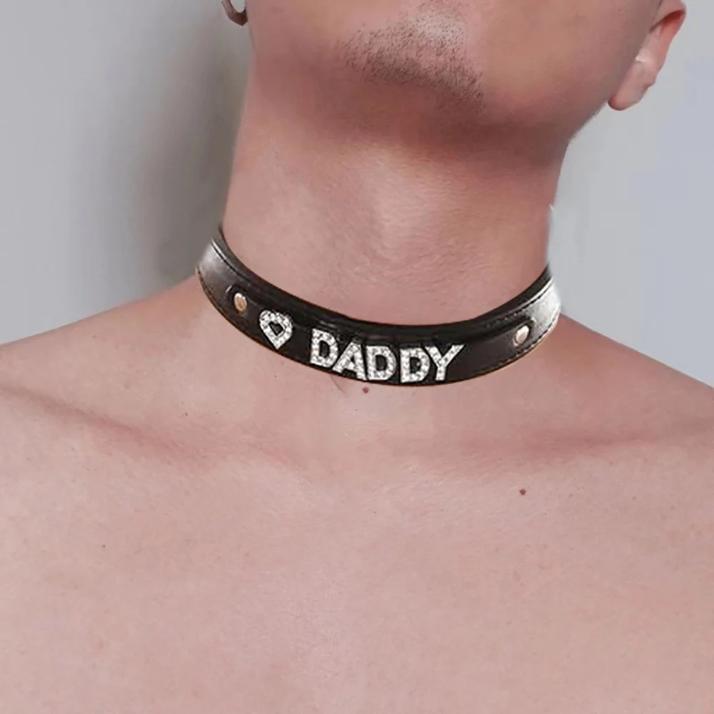 アクセサリー - vintage slave necklace Colar gargantilha de strass para homens, colar BDSM SLAVE