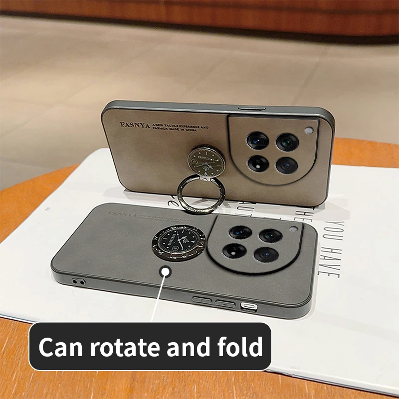 For OnePlus 12 Phone: Sheepskin Leather Case for OnePlus 12 11 10 - Ring Holder Protective Len Luxury Men Mobile Gift Cover