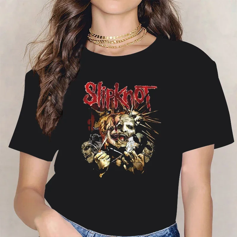 

Vintage Streetwear Graphic Female Women T-Shirt Heavy Metal Tops Prepar for eHell Tour Plus Size