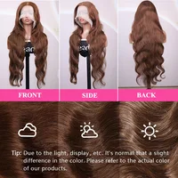 Perruques brésiliennes en cheveux humains ondulés, densité 200, 30-38 pouces, brun chocolat, avec dentelle frontale HD 13x6 # Perruque Lace Front 13x4 en 4 Couleurs 5