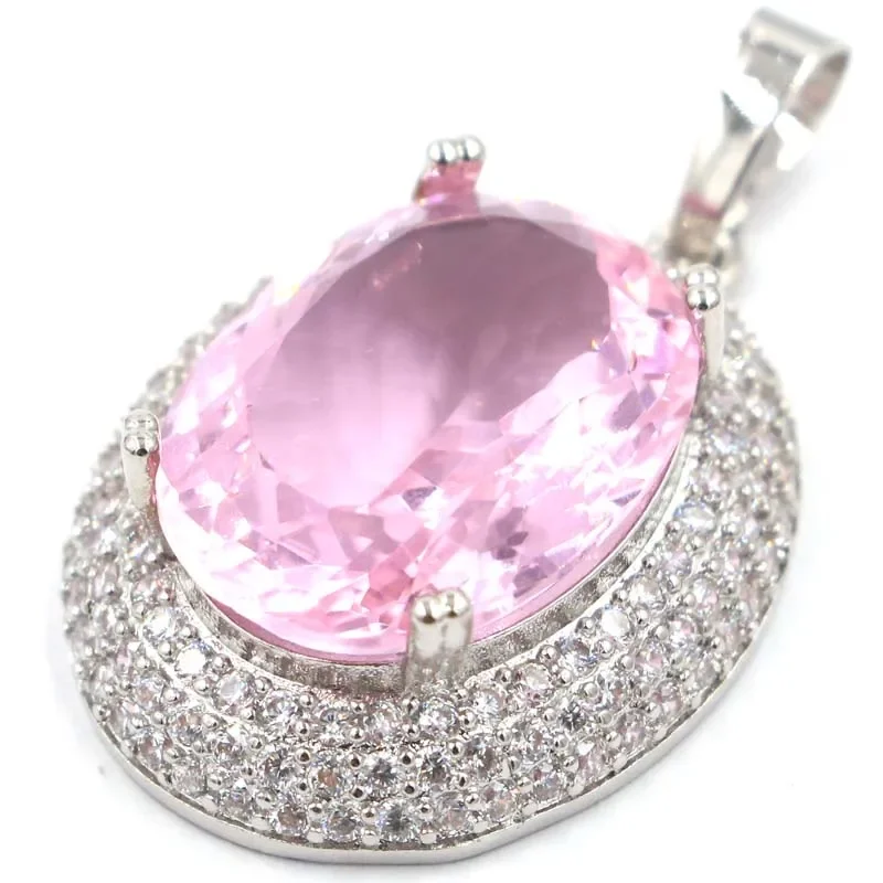 8g Customized 925 SOLID STERLING SILVER  PENDANT Dazzling Mystical Topaz Green Amethyst Golden Citrine Pink Kunzite White CZ Wom