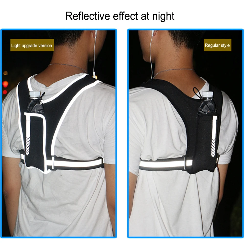Water Bottle Bag Reflective Sports Phone Chest Pack Multifunctional Riding Package Lightweight for Outdoor Running Riding Hiking