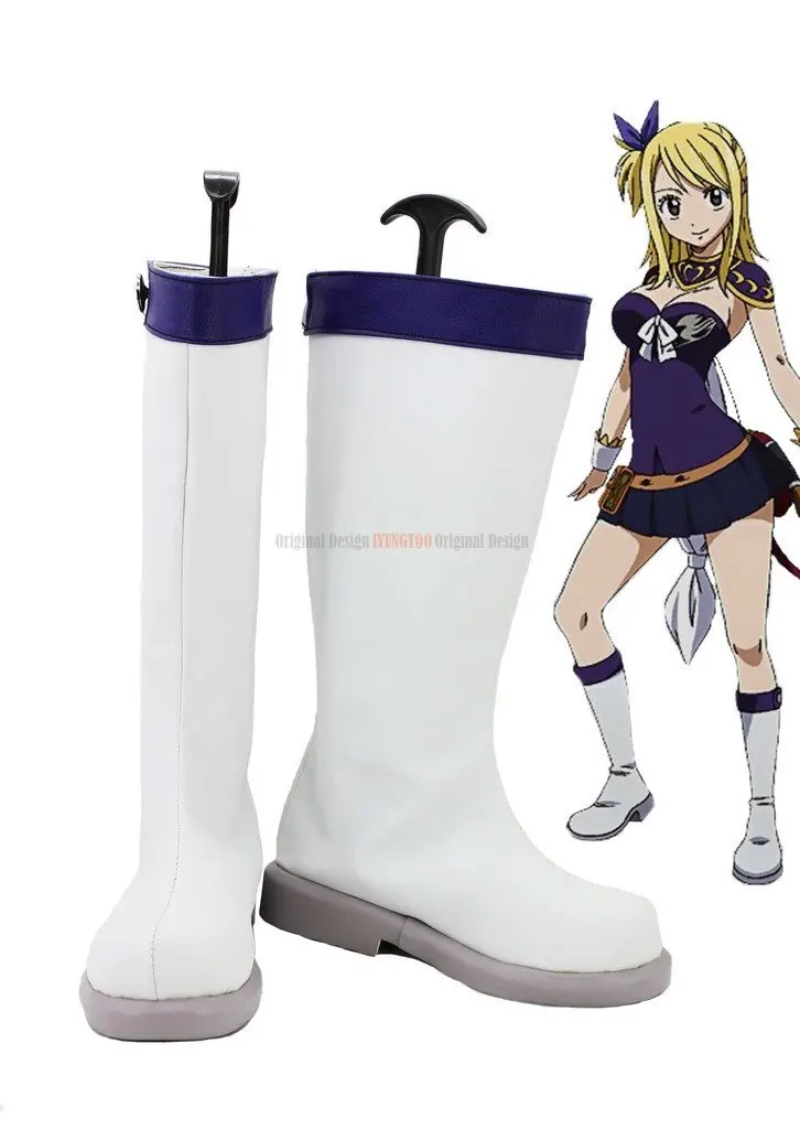 

Fairy Tail Shoes Cosplay Lucy Cosplay Boots White Shoes Custom Made Men and Women Wear Shoes
