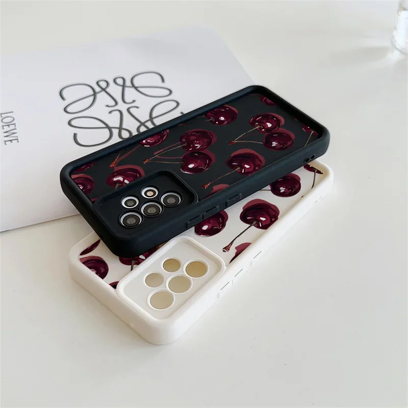 Silicone Red Cherry Bow Phone Case Cover