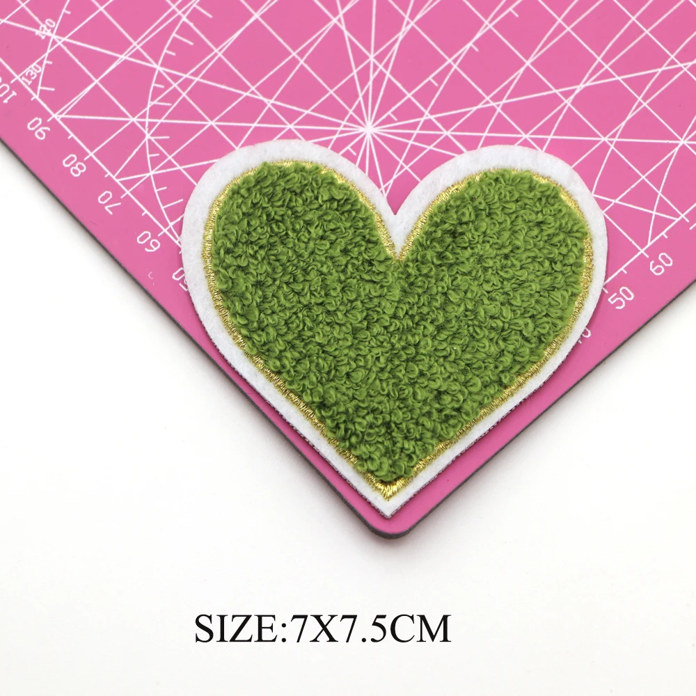 5 TEIL/LOS Herz Eisen auf Handtuch Patches Chenille Patches Gestickte Patch Aufkleber Applique Nähen Abzeichen Für Stoff Kleidung Jacke – Detail 11