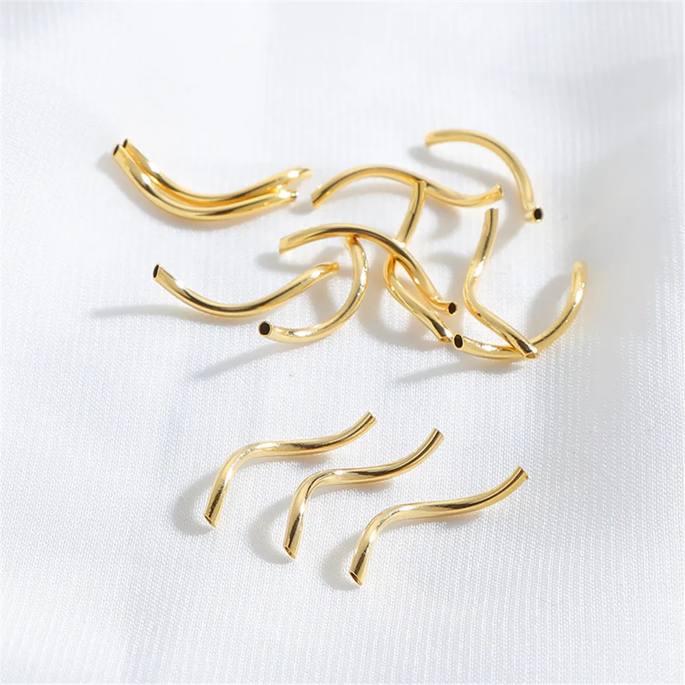 

1pcs 14K genuine gold glossy S-shaped curved pipe accessories DIY handmade bracelets necklaces accessories materials