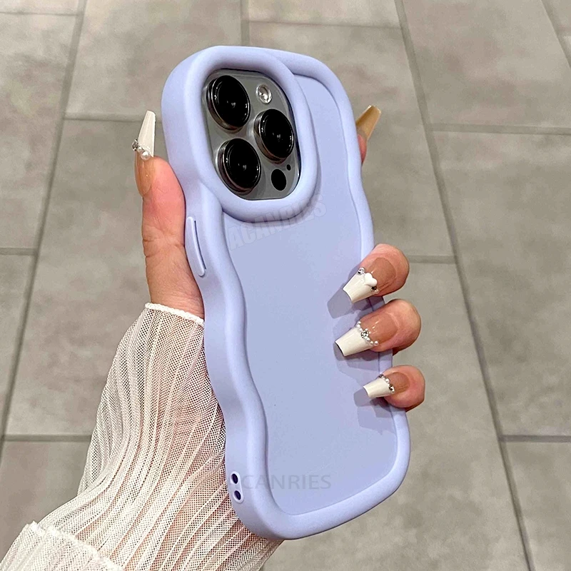 Cute Candy Wavy Silicone Case For Iphone 16 11 12 13 14 15 Pro Max 7 8 Plus Iphone16 16pro 16plus X Xs Soft Back Cover Se 2022 5