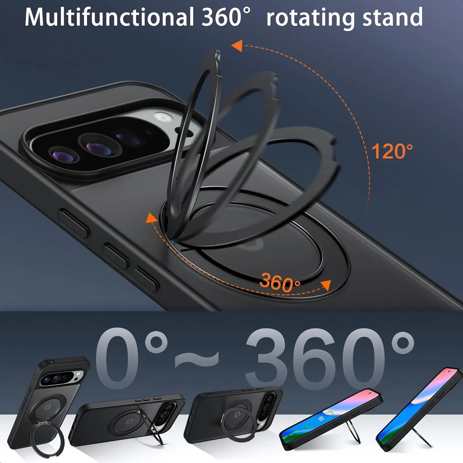 Ultimate 360° Rotatable Ring Holder Kickstand Case with Magnetic Wireless Charging and Shockproof Protection