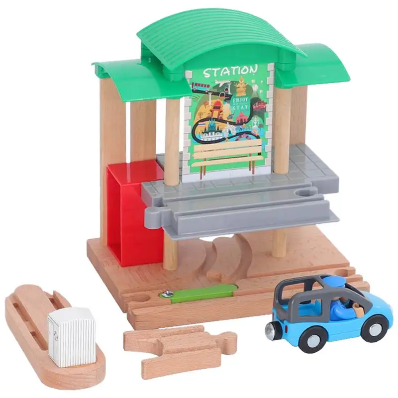 

Train Set For Kids Magic Wood Railway Vehicle Playset Car Tracks Excellent Wood Construction Toys For 3 And Up Years Old Kids Bo
