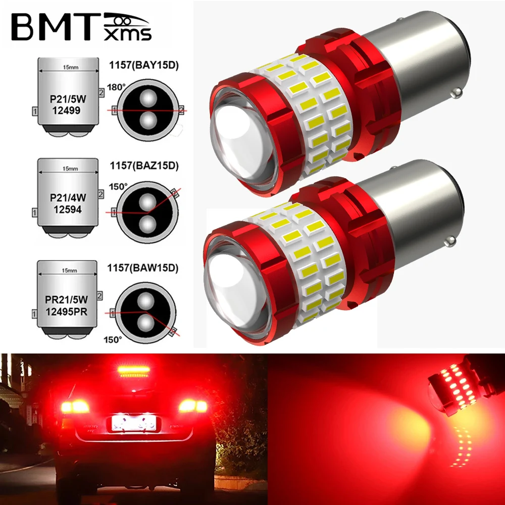 BMTxms 2X 1157 BAZ15D P21/4W BAY15D LED Canbus Bulb Brake Lights White Red BAW15D PR21 P21/5W Auto DRL Reverse Light Stop Lamps 2x white red 1156 ba15s 1157 bay15d p21 5w 33smd 5730 led auto brake lights tail lamp signal auto led rear reverse bulbs fog led