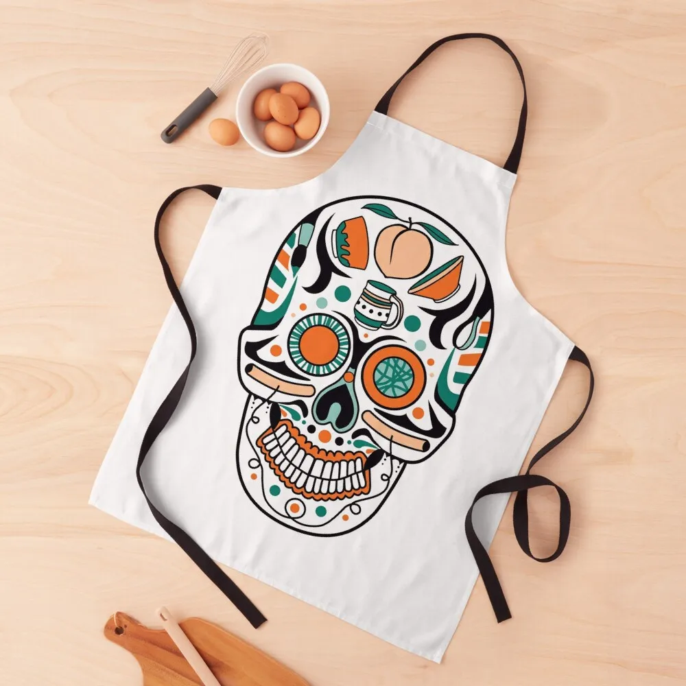 

Sugar Skull with Pottery Tools Apron Ladies Things For The Kitchen Apron