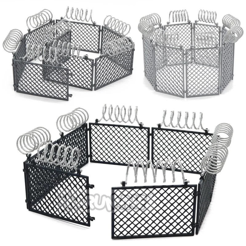 MARUMINE 60PCS MOC Military Building Blocks Penitentiary Set Police Bricks Accessories Protective Net Wire Mesh Wall Isolation