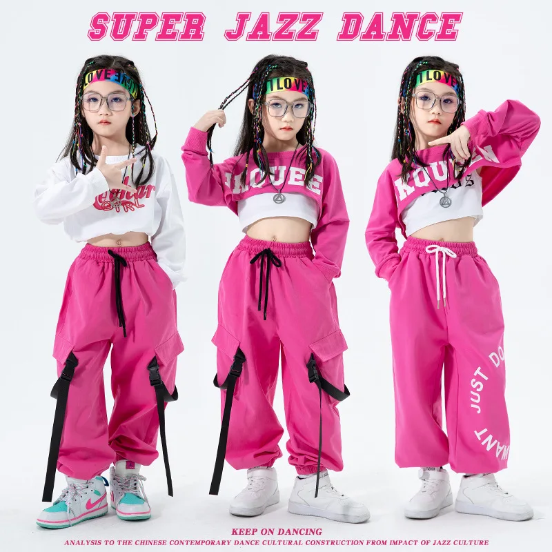 Girls Jazz Dance Costumes Hip-hop Jazz Suit Navel Clothing Children Hip-hop Fashion Clothes 110-170cm girl dance costume,children costumes