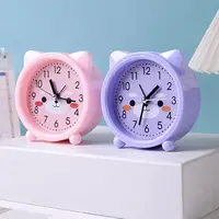 Alarm Clock Cute Cartoon Shape Silent Movement Battery Powered Portable Alarm Clock Bedroom Decoration 2