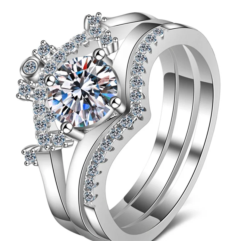 

AZ060-J80F Lefei Fashion Luxury Trendy Classic White Moissanite Separable Crown Rings Women 925 Silver Party Jewelry Charm Gifts