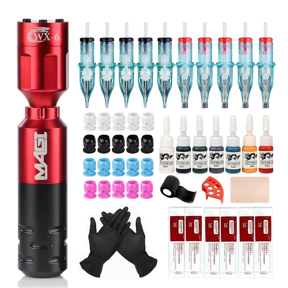 

Professional Tattoo Machine Set Rotary Tattoo Pen Digital LCD Wireless Tattoo Power Supply for Permanent Makeup Tattoo Supplies
