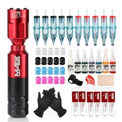 Professional Tattoo Machine Set Rotary Tattoo Pen Digital LCD Wireless Tattoo Power Supply for Permanent Makeup Tattoo Supplies
