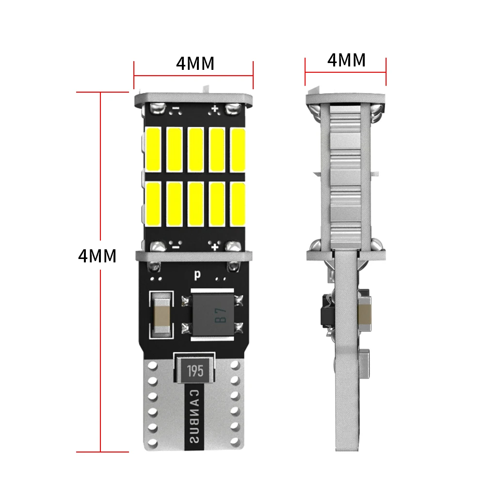 2pcs high power 4014 26SMD car LED T10 W5W bulb canbus no error interior dome lights auto width reading lamp white red amber 12V