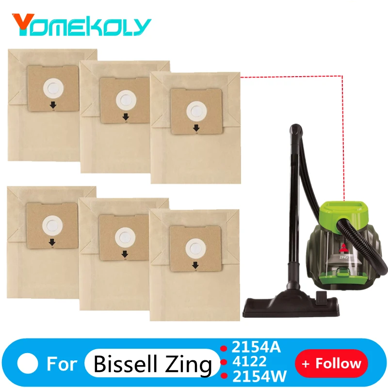 6Pack of Paper Vacuum Cleaner Bag for BISSELL ZING 4122 Zing 2154A 1668 Accs 